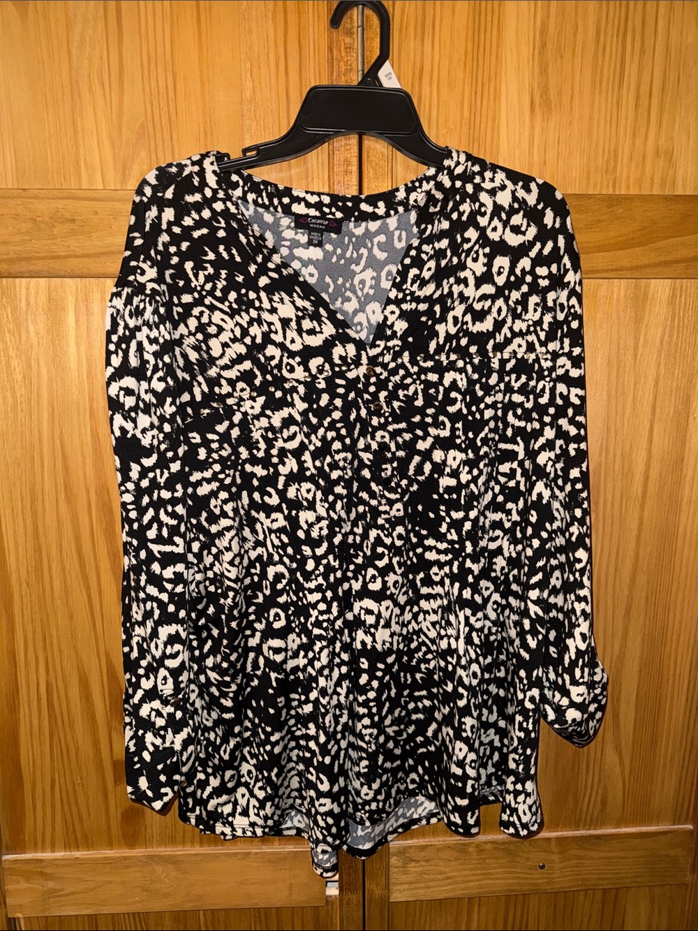 Cocomo Black and White Printed V-Neck Blouse